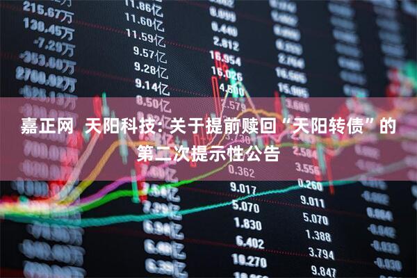 嘉正网  天阳科技: 关于提前赎回“天阳转债”的第二次提示性公告